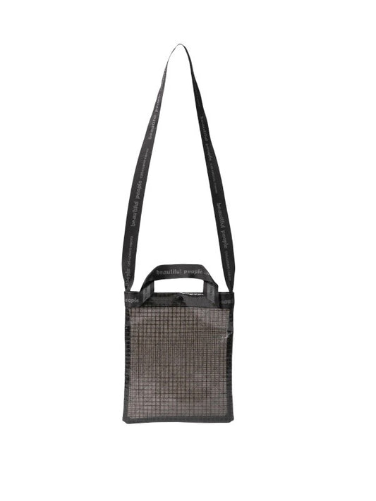 【beautiful people - ビューティフルピープル】Vinyl logo tape Sacoche bag / BLACK（バッグ/ブラック)
