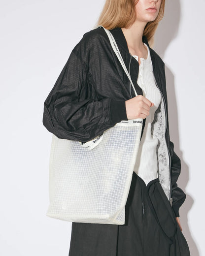 【beautiful people - ビューティフルピープル】Vinyl logo tape shoulder bag / CLEAR（バッグ/クリア)
