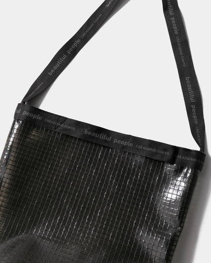 【beautiful people - ビューティフルピープル】Vinyl logo tape shoulder bag / BLACK（バッグ/ブラック)