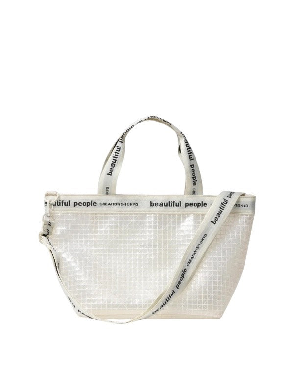 【beautiful people - ビューティフルピープル】plaid vinyl logo tape bag M / CLEAR（バッグ/クリア)