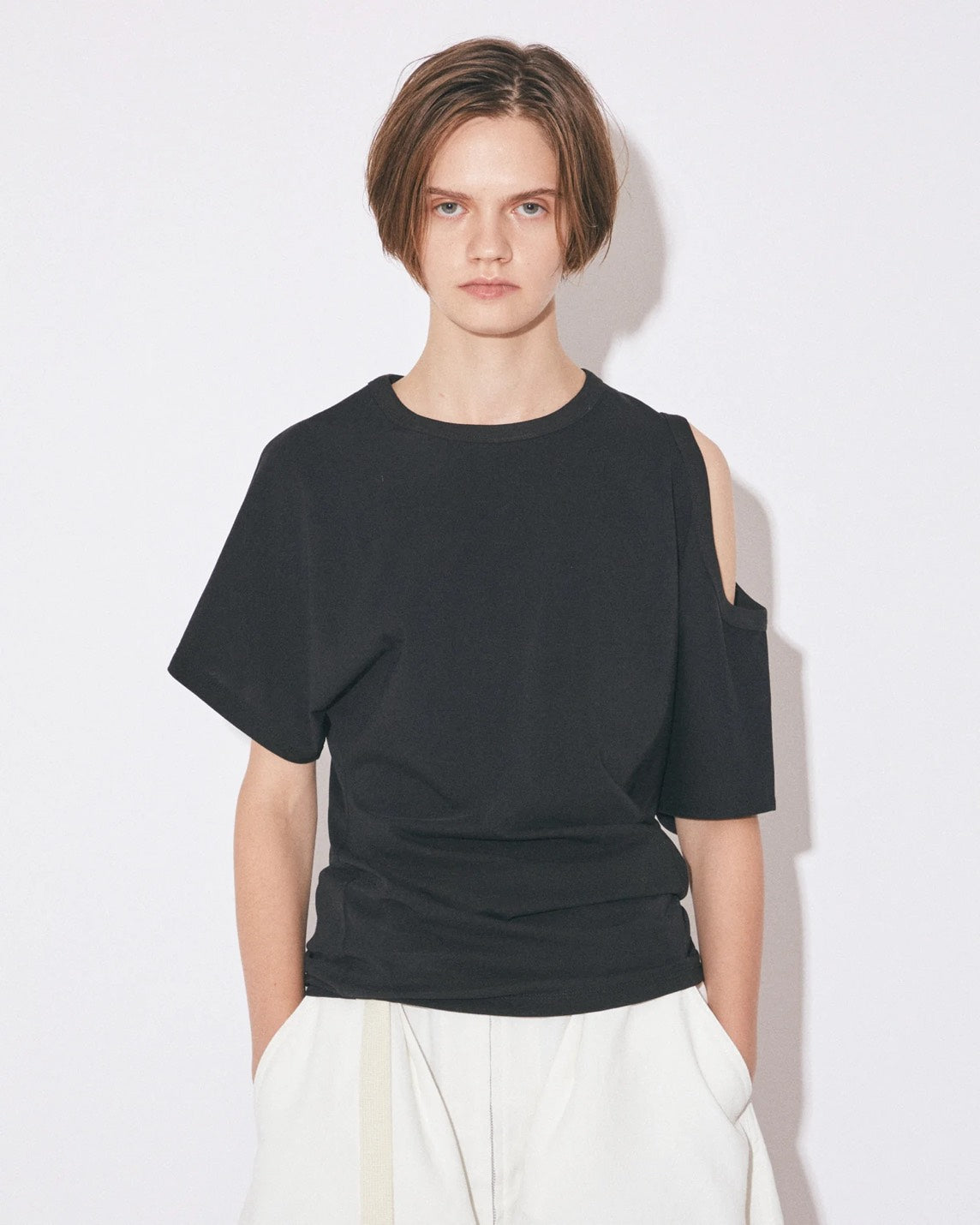 【beautiful people - ビューティフルピープル】double-neck 40/1 ELS jersey top / BLACK (Tシャツ/ブラック)