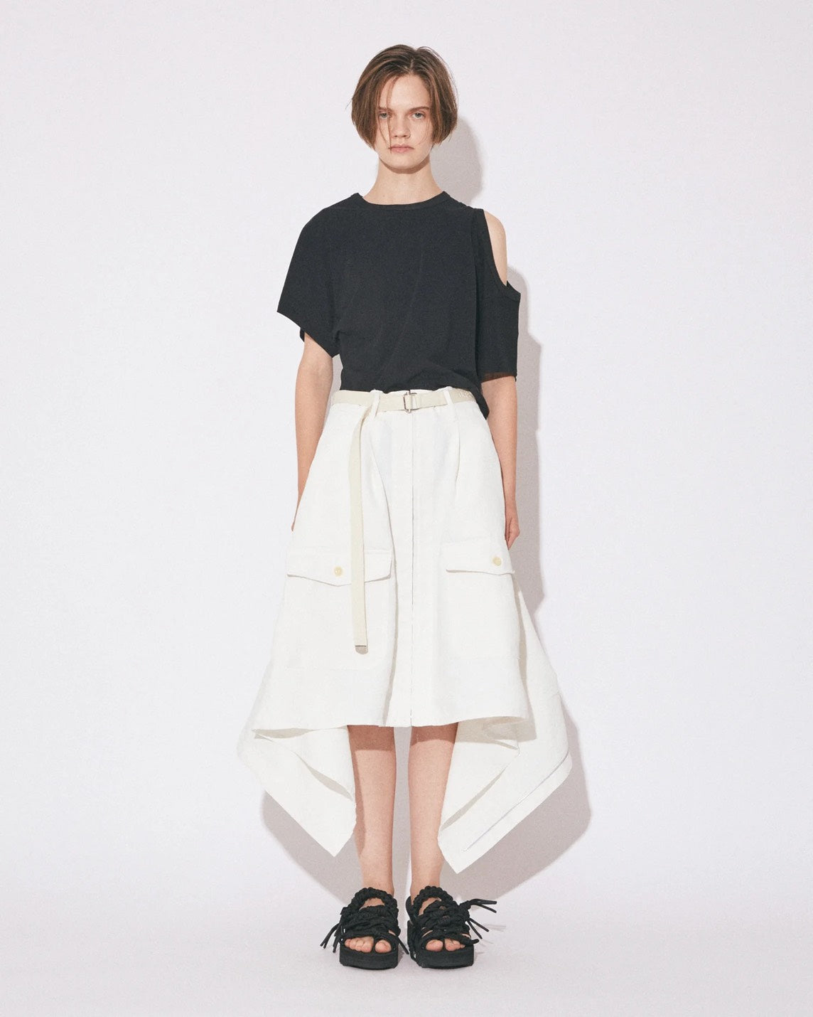 【beautiful people - ビューティフルピープル】double-neck 40/1 ELS jersey top / BLACK (Tシャツ/ブラック)
