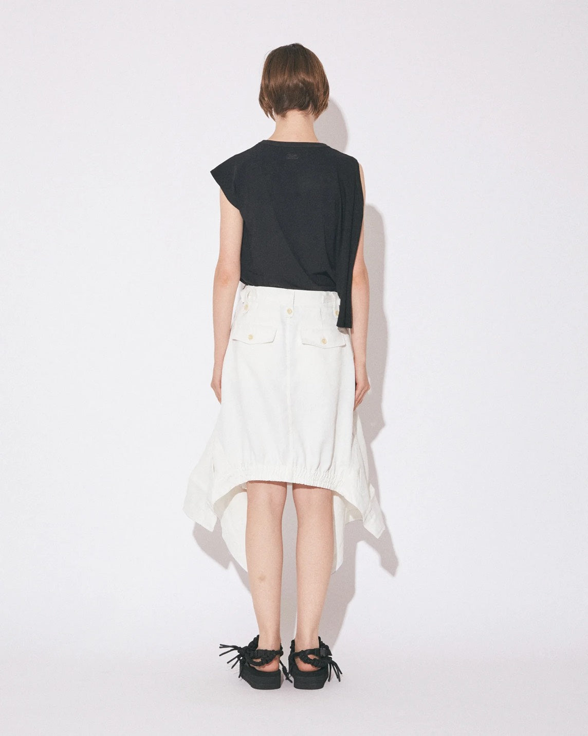 【beautiful people - ビューティフルピープル】double-neck 40/1 ELS jersey top / BLACK (Tシャツ/ブラック)