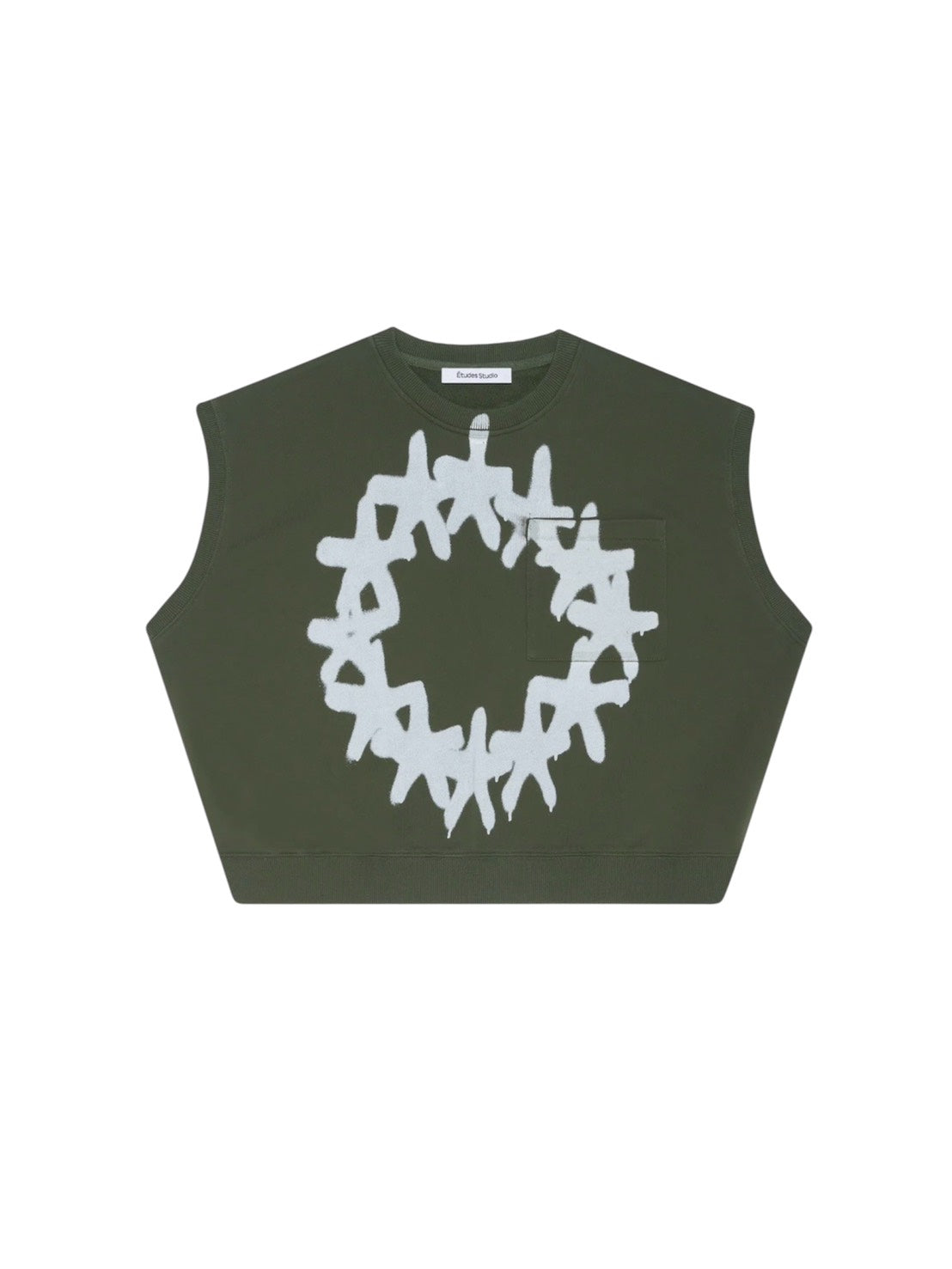 【Études studio - エチュード スタジオ】 Boxy Sleeveless Crew Stars / Dark Green (Tシャツ/ダークグリーン)