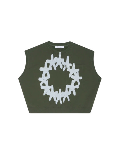 【Études studio - エチュード スタジオ】 Boxy Sleeveless Crew Stars / Dark Green (Tシャツ/ダークグリーン)