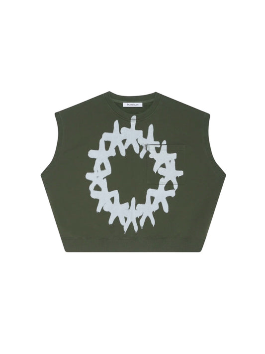 【Études studio - エチュード スタジオ】 Boxy Sleeveless Crew Stars / Dark Green (Tシャツ/ダークグリーン)