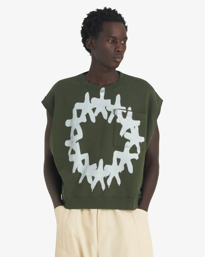 【Études studio - エチュード スタジオ】 Boxy Sleeveless Crew Stars / Dark Green (Tシャツ/ダークグリーン)
