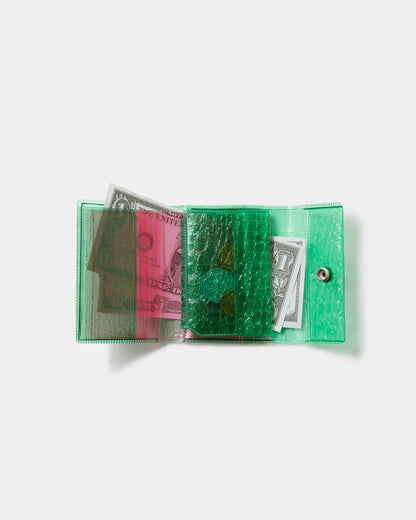 【beautiful people - ビューティフルピープル】nothing to hide vinyl mini wallet / GREEN×PINK（ウォレット/グリーン×ピンク)