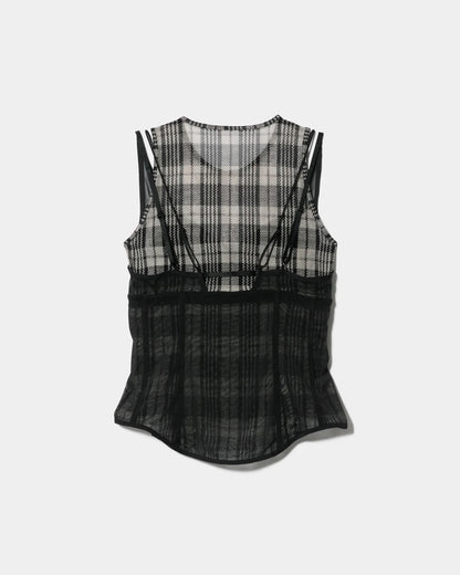 【beautiful people - ビューティフルピープル】OUR WACOAL cup in tank top / BLACK×BEIGE (カップインウェア/ブラック×ベージュ)