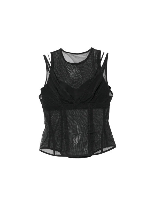 【beautiful people - ビューティフルピープル】OUR WACOAL cup in tank top / BLACK (カップインウェア/ブラック)