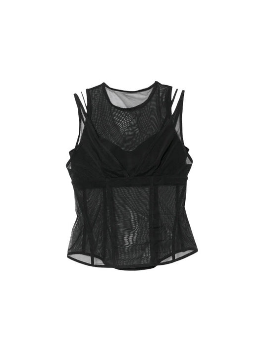【beautiful people - ビューティフルピープル】OUR WACOAL cup in tank top / BLACK (カップインウェア/ブラック)