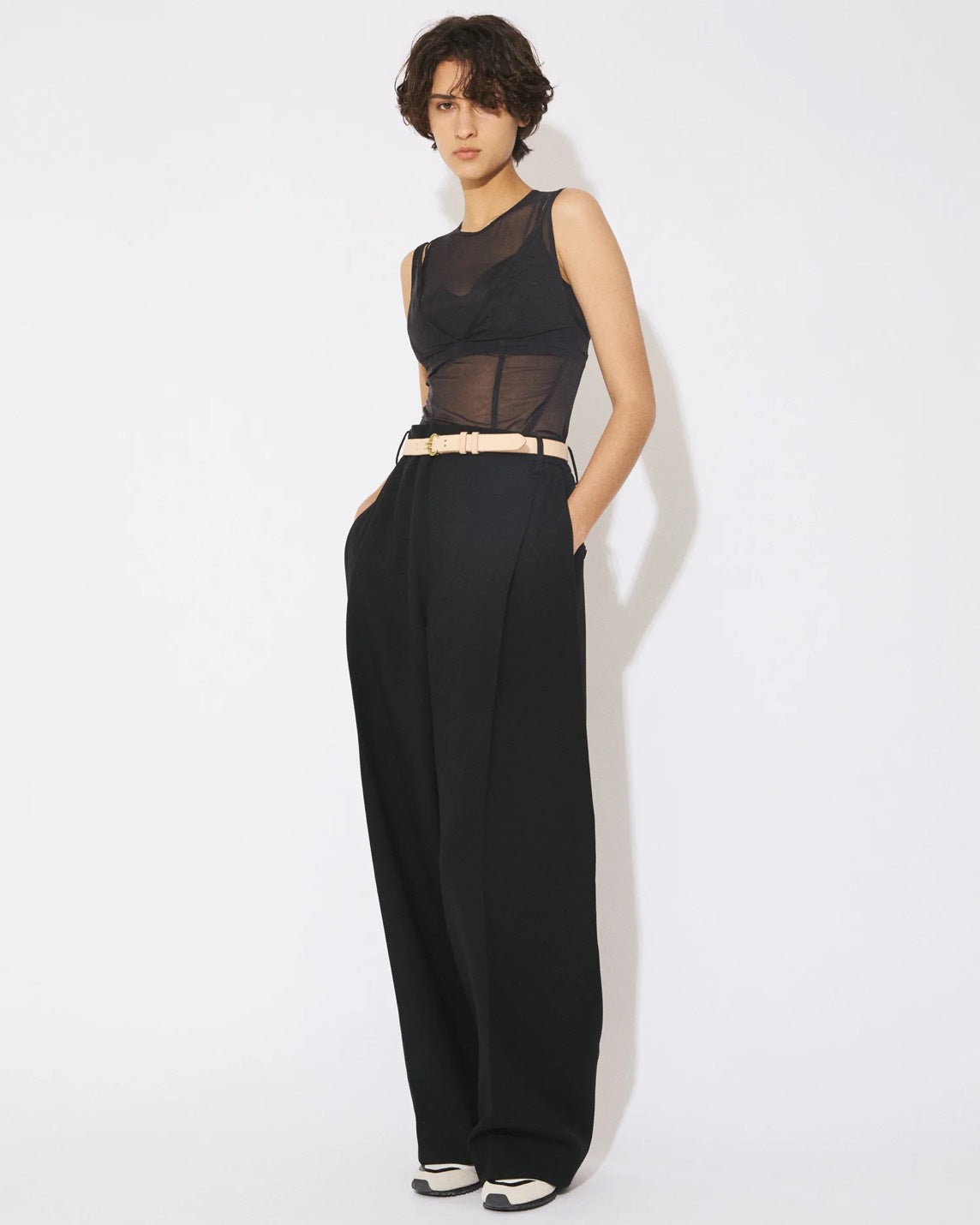 【beautiful people - ビューティフルピープル】OUR WACOAL cup in tank top / BLACK (カップインウェア/ブラック)