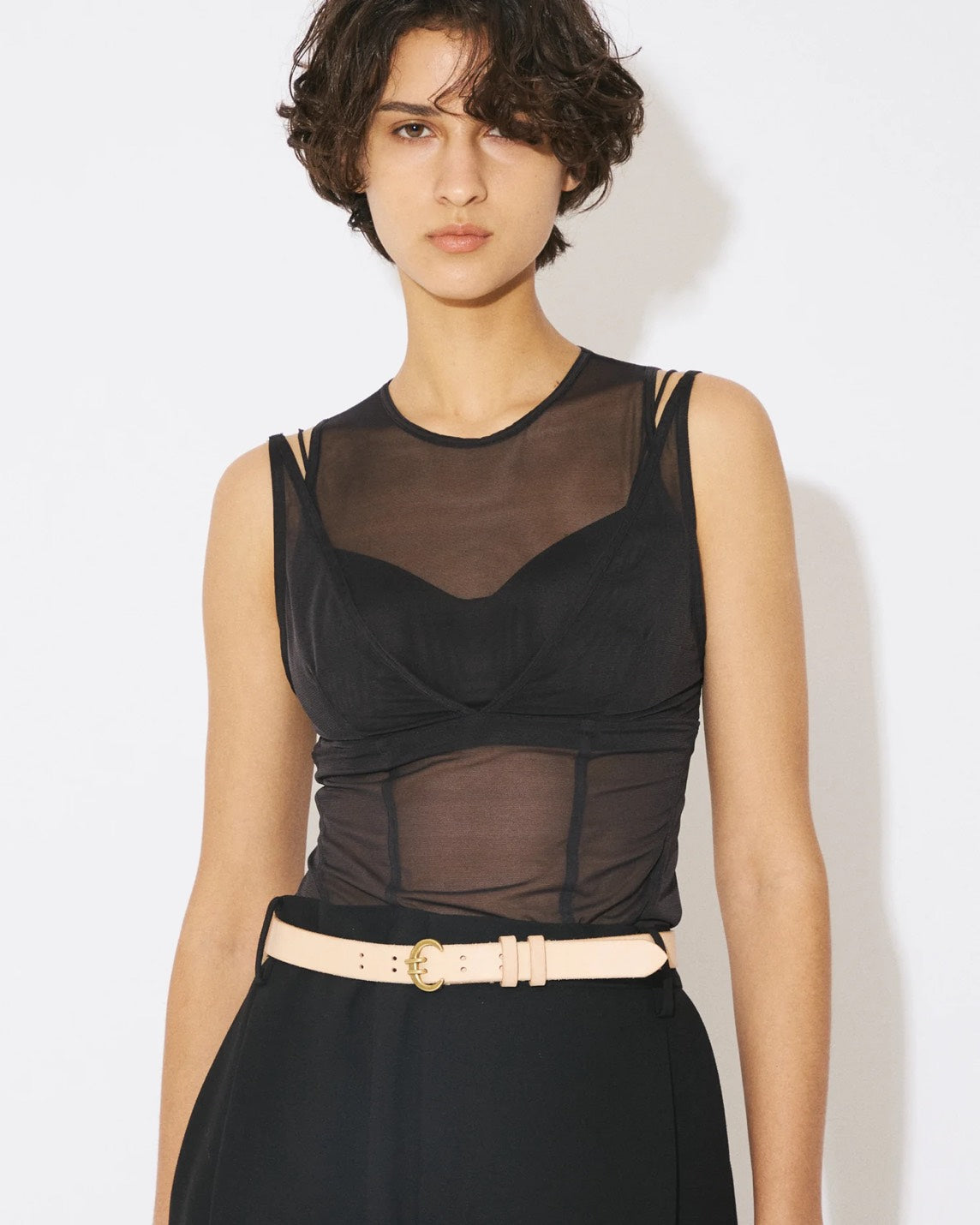 【beautiful people - ビューティフルピープル】OUR WACOAL cup in tank top / BLACK (カップインウェア/ブラック)