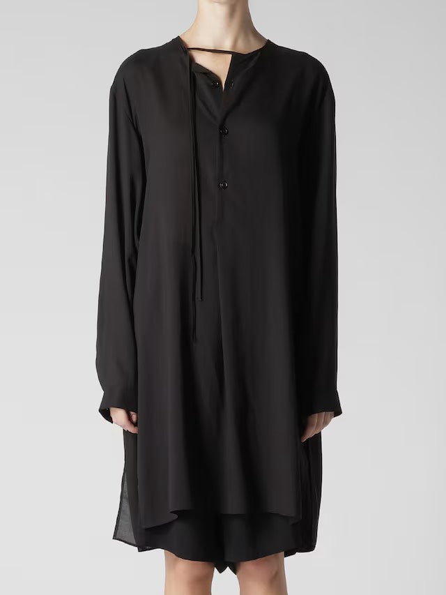 Y's - ワイズ】CELLULOSE LAWN DRAW STRING BLOUSE / BLACK (シャツ