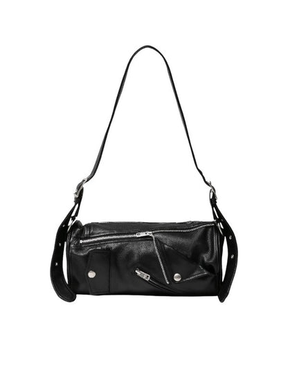 【beautiful people - ビューティフルピープル】excerption riders cylinder bag / BLACK（バッグ/ブラック)
