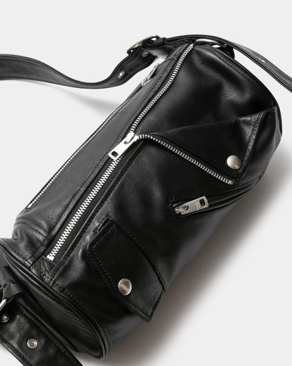 【beautiful people - ビューティフルピープル】excerption riders cylinder bag / BLACK（バッグ/ブラック)