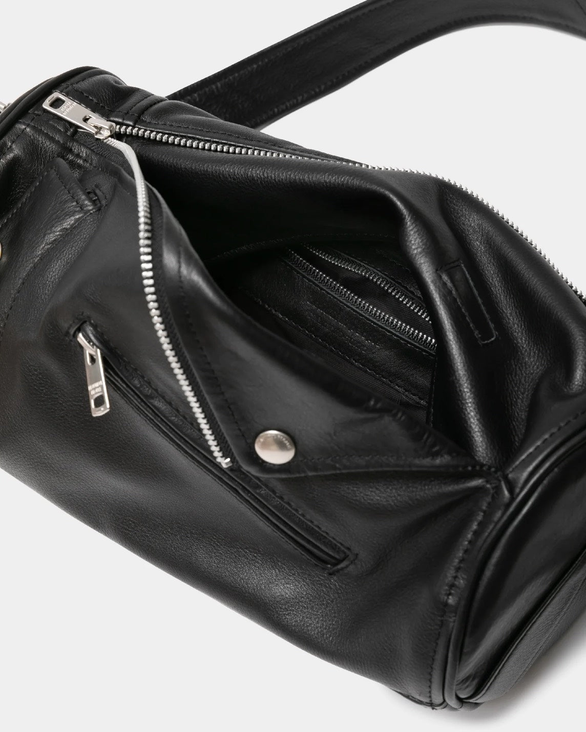 【beautiful people - ビューティフルピープル】excerption riders cylinder bag / BLACK（バッグ/ブラック)