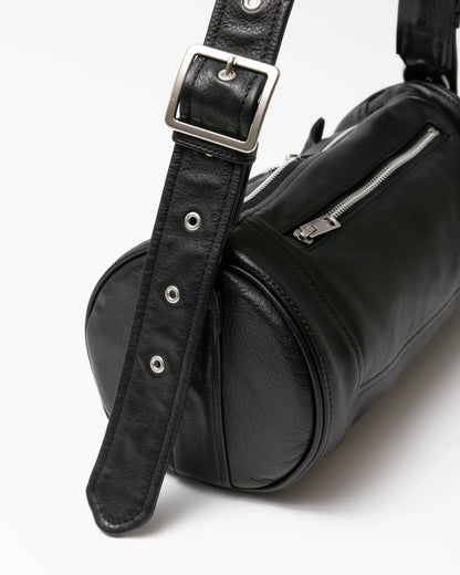 【beautiful people - ビューティフルピープル】excerption riders cylinder bag / BLACK（バッグ/ブラック)