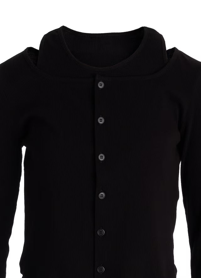 【LIMI feu - リミフゥ】C/ RIB LAYERED CARDIGAN T / BLACK (カーディガン/ブラック)