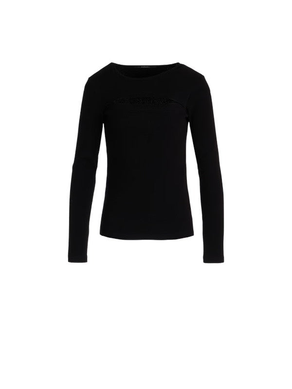 【LIMI feu - リミフゥ】C/ RIB SLIT CHEST LONG SLEEVE T / BLACK (L/STシャツ/ブラック)