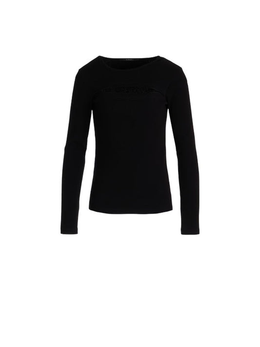 【LIMI feu - リミフゥ】C/ RIB SLIT CHEST LONG SLEEVE T / BLACK (L/STシャツ/ブラック)
