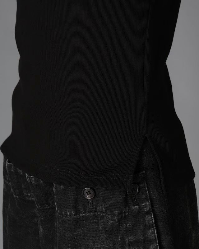 【LIMI feu - リミフゥ】C/ RIB SLIT CHEST LONG SLEEVE T / BLACK (L/STシャツ/ブラック)