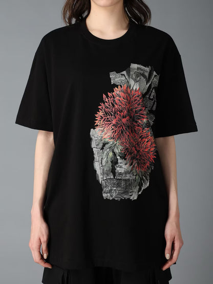 【Ground Y - グラウンドワイ】JERSEY RED DAHLIA T-SHIRT / BLACK(Tシャツ/ブラック)