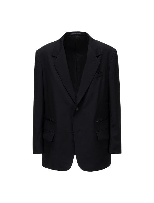 【Y's for men - ワイズフォーメン】WOOL GABARDINE LEFT AND RIGHT CHANGE POCKET JACKET / BLACK (ジャケット/ブラック)