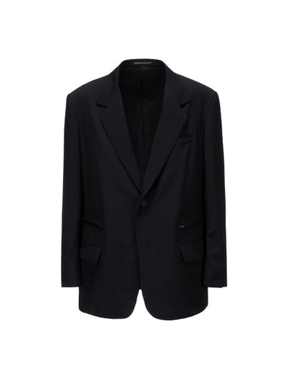【Y's for men - ワイズフォーメン】WOOL GABARDINE LEFT AND RIGHT CHANGE POCKET JACKET / BLACK (ジャケット/ブラック)
