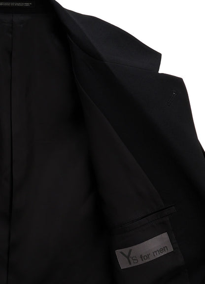 【Y's for men - ワイズフォーメン】WOOL GABARDINE LEFT AND RIGHT CHANGE POCKET JACKET / BLACK (ジャケット/ブラック)