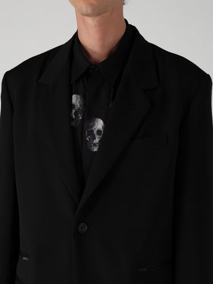 【Y's for men - ワイズフォーメン】WOOL GABARDINE LEFT AND RIGHT CHANGE POCKET JACKET / BLACK (ジャケット/ブラック)