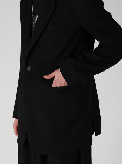 【Y's for men - ワイズフォーメン】WOOL GABARDINE LEFT AND RIGHT CHANGE POCKET JACKET / BLACK (ジャケット/ブラック)