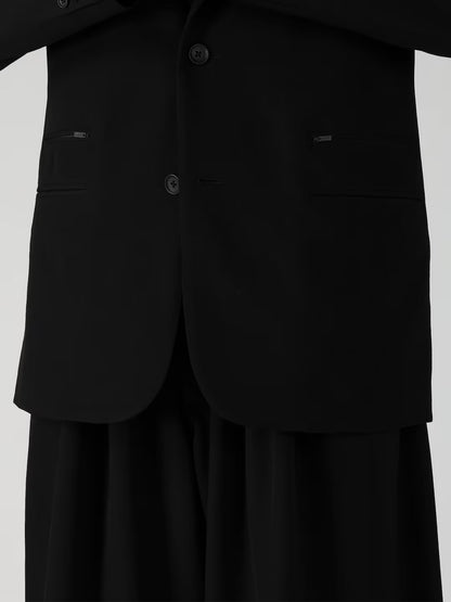 【Y's for men - ワイズフォーメン】WOOL GABARDINE LEFT AND RIGHT CHANGE POCKET JACKET / BLACK (ジャケット/ブラック)