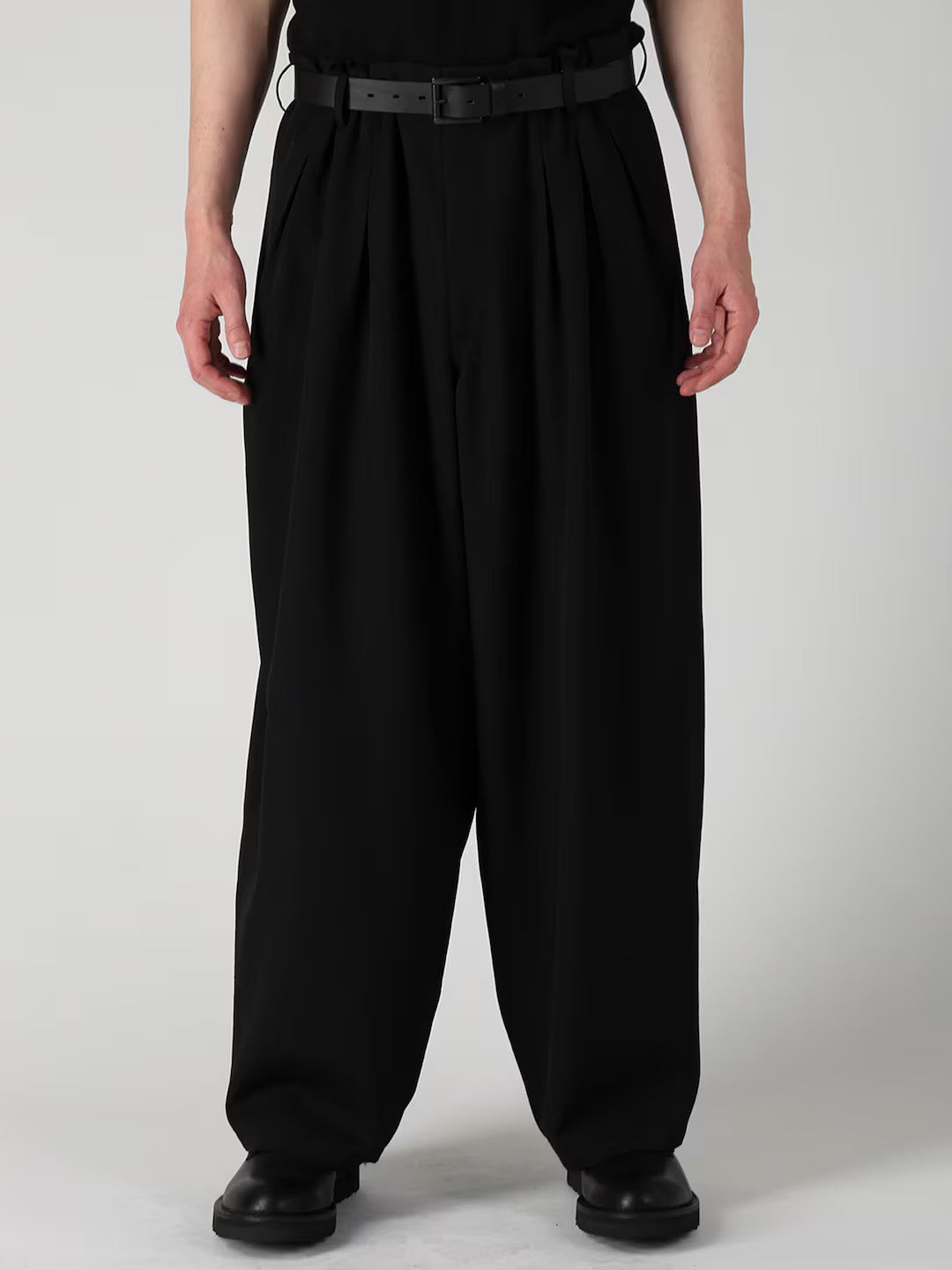 【Y's for men-ワイズフォーメン】WOOL GABARDINE 12 TUCK PANTS / BLACK(パンツ/ブラック)