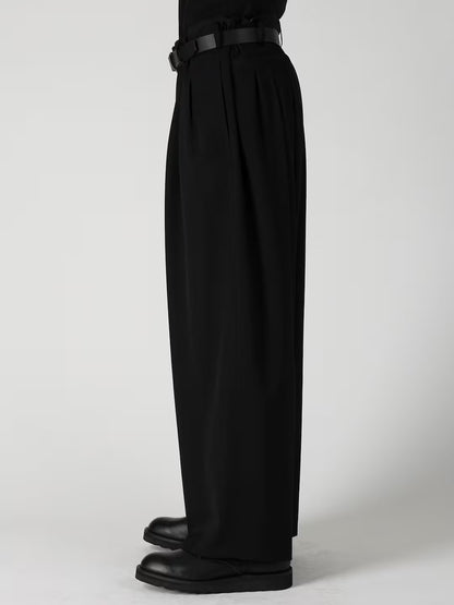 【Y's for men-ワイズフォーメン】WOOL GABARDINE 12 TUCK PANTS / BLACK(パンツ/ブラック)