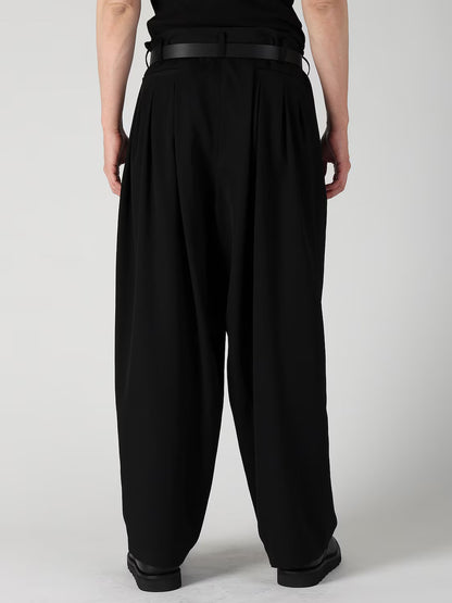 【Y's for men-ワイズフォーメン】WOOL GABARDINE 12 TUCK PANTS / BLACK(パンツ/ブラック)