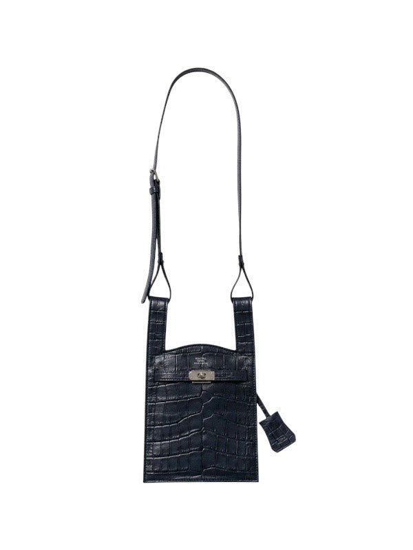 【beautiful people - ビューティフルピープル】croco emboss market shoulder bag / NAVY（バッグ/ネイビー)