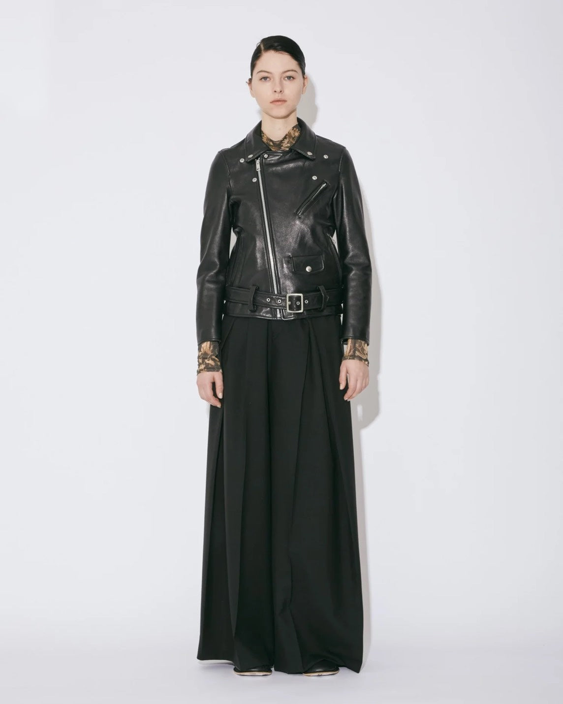 【beautiful people - ビューティフルピープル】vintage leather THE / a riders jacket size140～160 / BLACK (ライダースジャケット/ブラック)