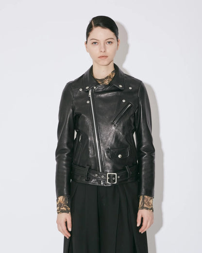 【beautiful people - ビューティフルピープル】vintage leather THE / a riders jacket size140～160 / BLACK (ライダースジャケット/ブラック)