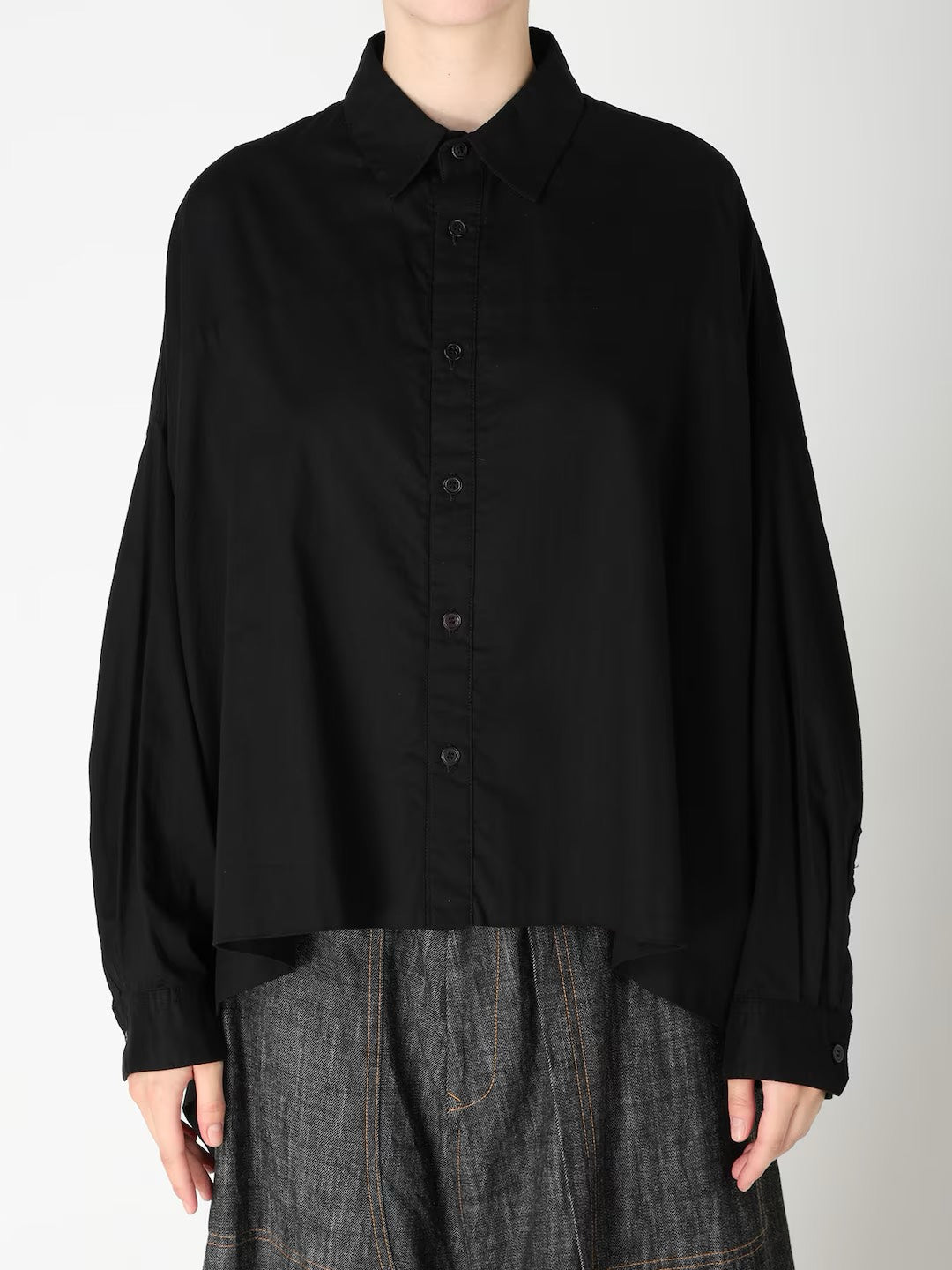 【Y's - ワイズ】Y's BORN PRODUCT DOUBLE FRONT BIG BLOUSE / BLACK (ブラウス/ブラック)