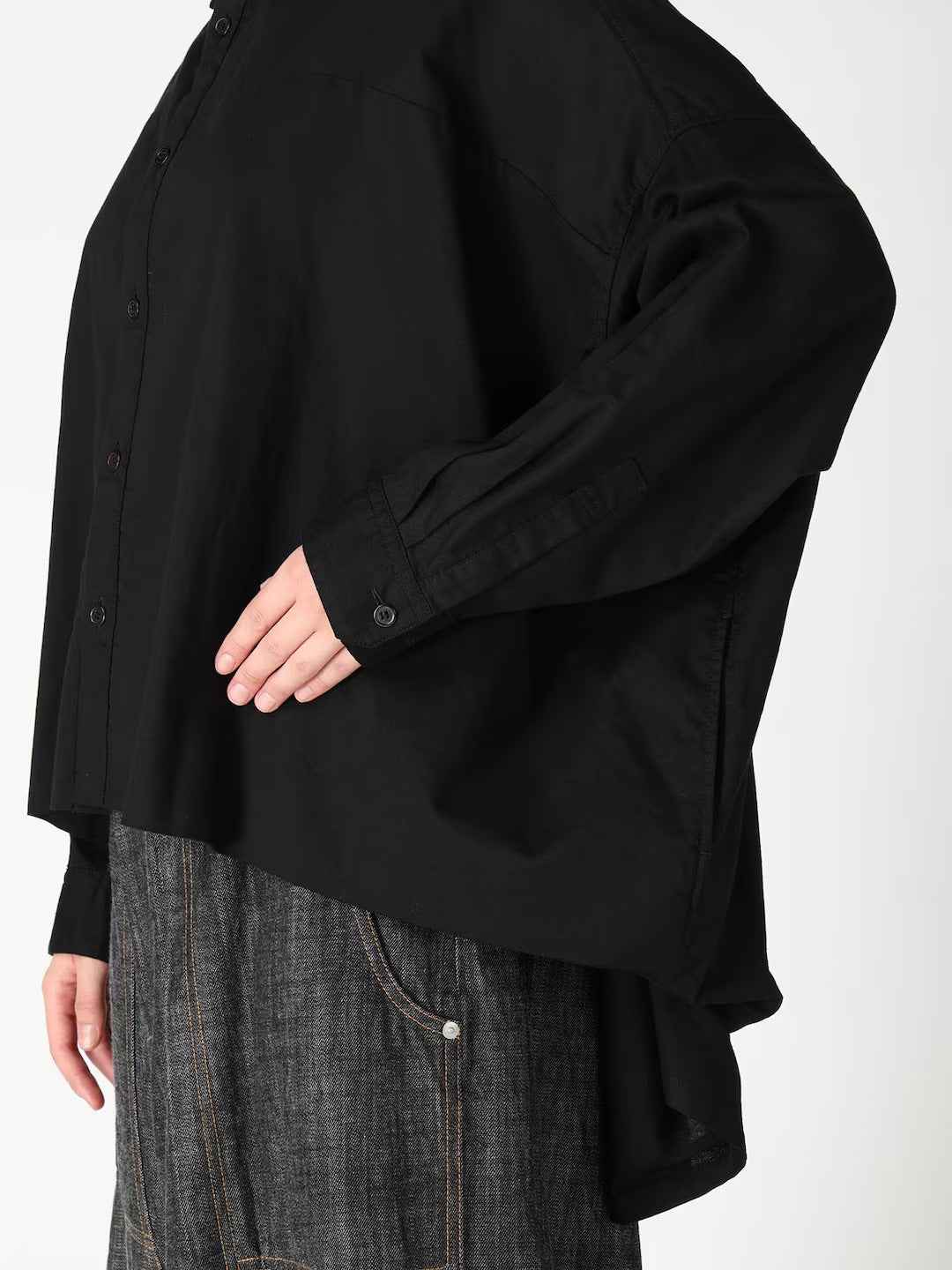 【Y's - ワイズ】Y's BORN PRODUCT DOUBLE FRONT BIG BLOUSE / BLACK (ブラウス/ブラック)