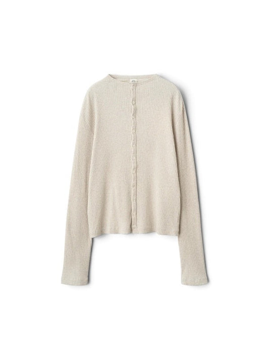 【ORCIVAL - オーシバル】Women's Vintage Like Rib Mock Neck Cardigan /  TOP OATMEL (カーディガン/オートミール)