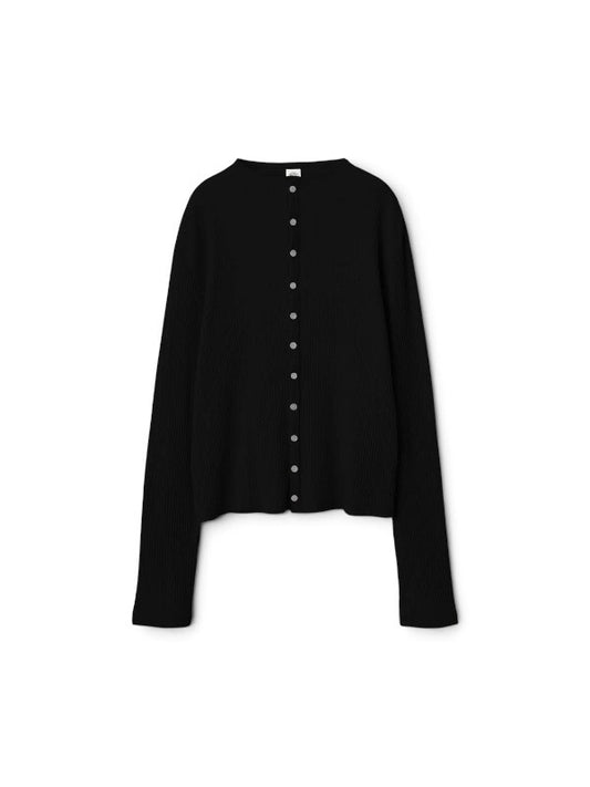 【ORCIVAL - オーシバル】Women's Vintage Like Rib Mock Neck Cardigan /  BLACK (カーディガン/ブラック)