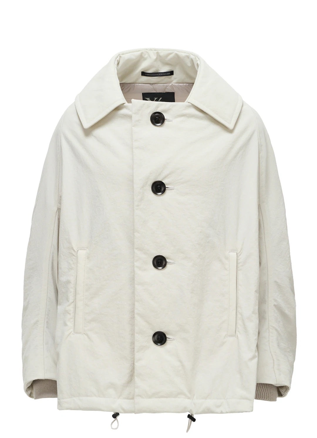 【Y's - ワイズ】 NYLON PADDED TASLAN OXFORD ARRANGED 3/4 SLEEVE COAT/ OFF WHITE (コート/オフホワイト)