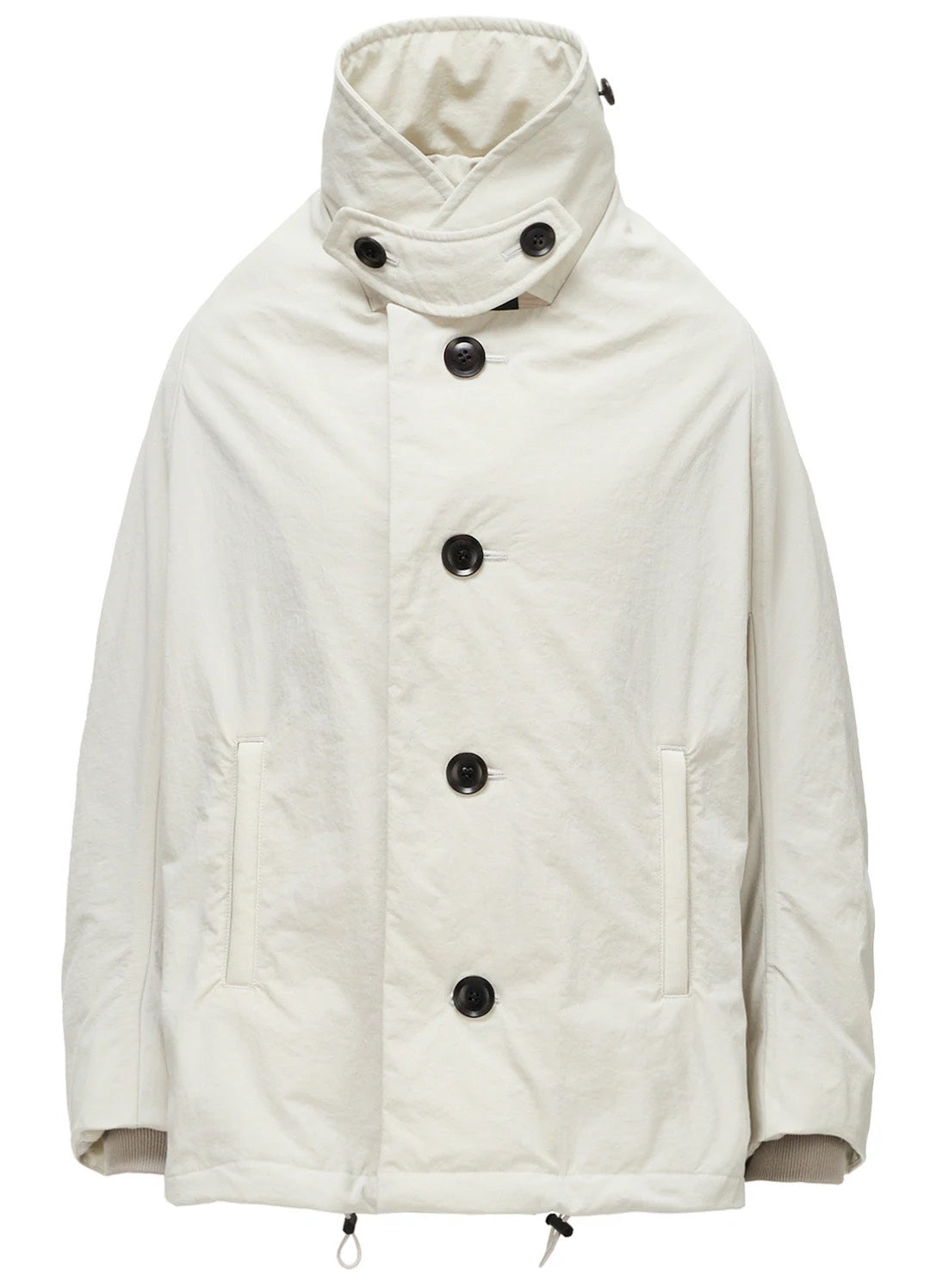 【Y's - ワイズ】 NYLON PADDED TASLAN OXFORD ARRANGED 3/4 SLEEVE COAT/ OFF WHITE (コート/オフホワイト)