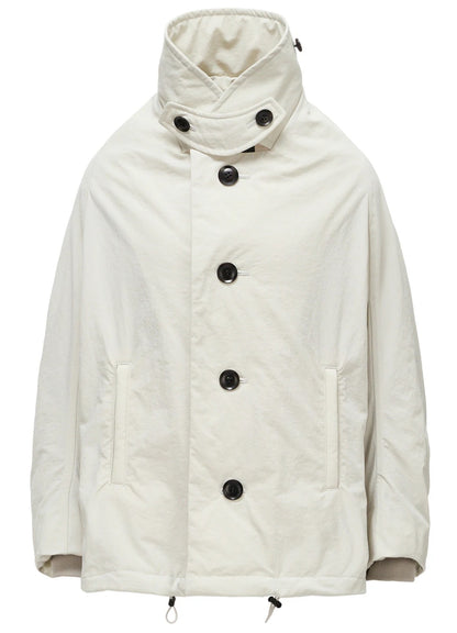【Y's - ワイズ】 NYLON PADDED TASLAN OXFORD ARRANGED 3/4 SLEEVE COAT/ OFF WHITE (コート/オフホワイト)