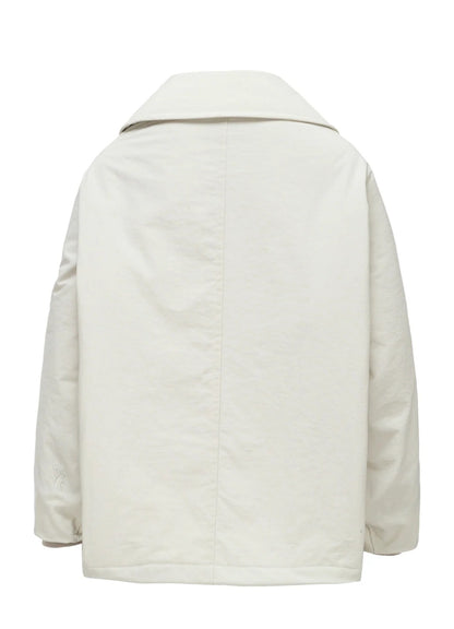 【Y's - ワイズ】 NYLON PADDED TASLAN OXFORD ARRANGED 3/4 SLEEVE COAT/ OFF WHITE (コート/オフホワイト)
