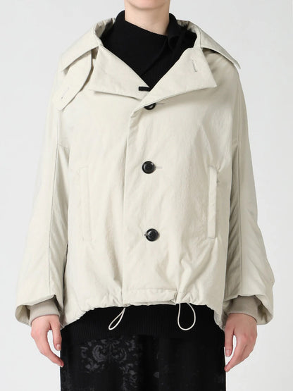【Y's - ワイズ】 NYLON PADDED TASLAN OXFORD ARRANGED 3/4 SLEEVE COAT/ OFF WHITE (コート/オフホワイト)