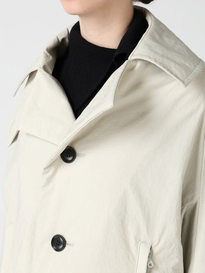 【Y's - ワイズ】 NYLON PADDED TASLAN OXFORD ARRANGED 3/4 SLEEVE COAT/ OFF WHITE (コート/オフホワイト)