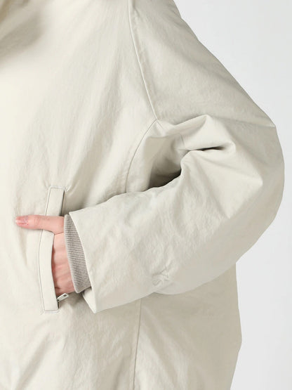 【Y's - ワイズ】 NYLON PADDED TASLAN OXFORD ARRANGED 3/4 SLEEVE COAT/ OFF WHITE (コート/オフホワイト)
